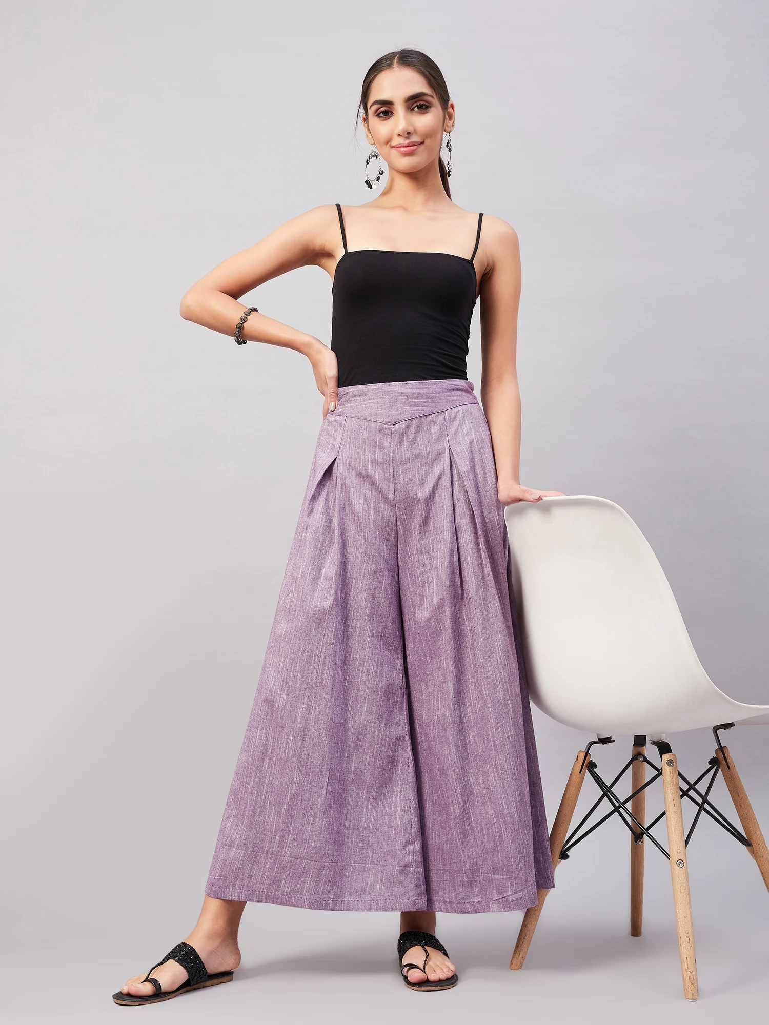 Mauve Smart Casual Handloom Palazzo - Image 8