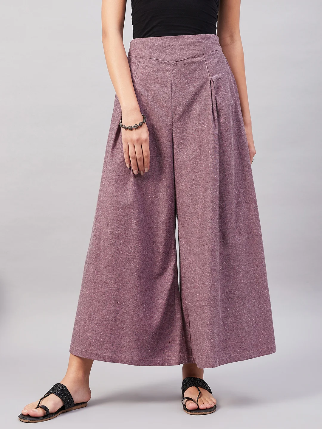 Purple Smart Casual Handloom Palazzo - Image 2