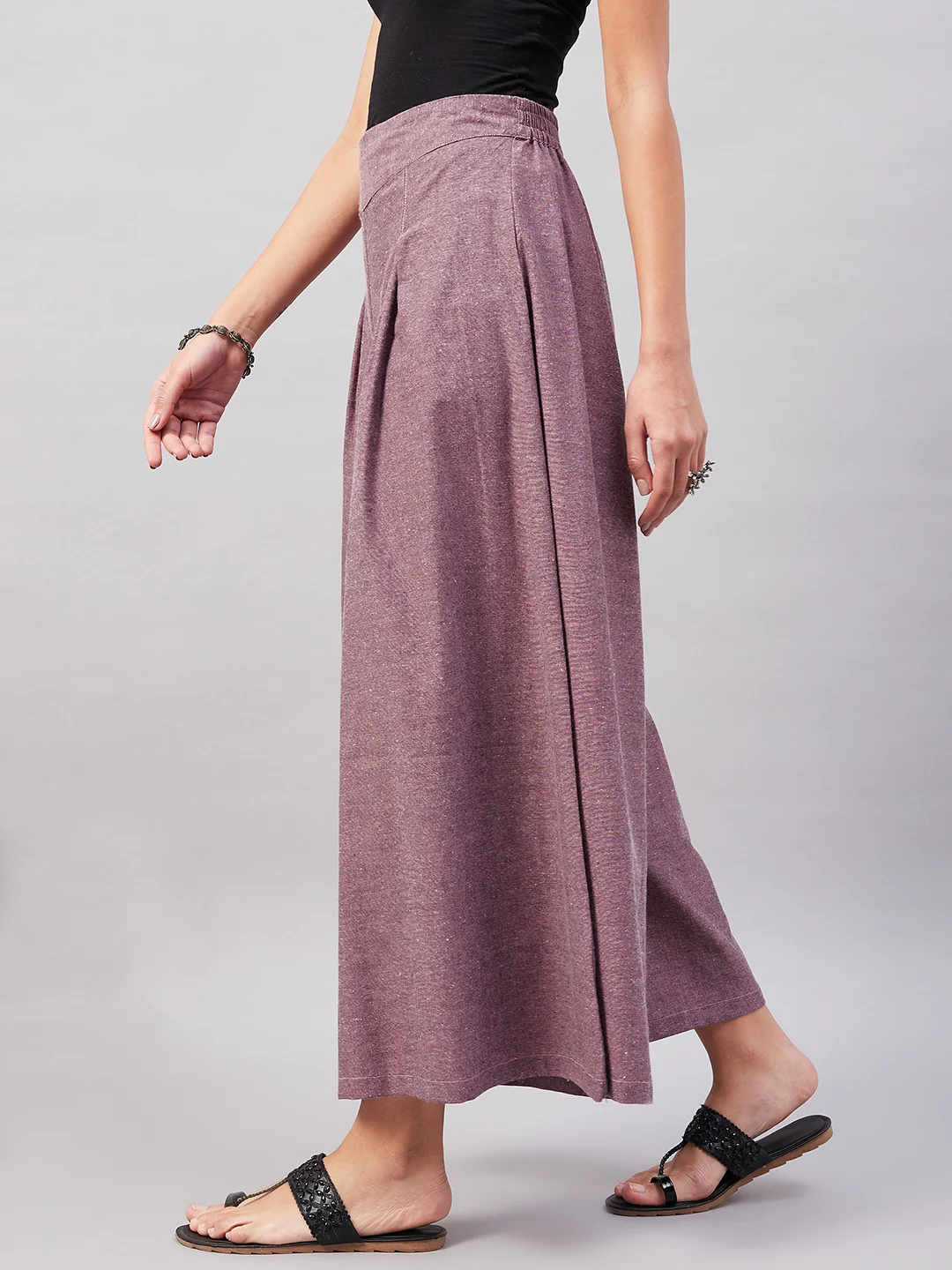 Purple Smart Casual Handloom Palazzo - Image 4