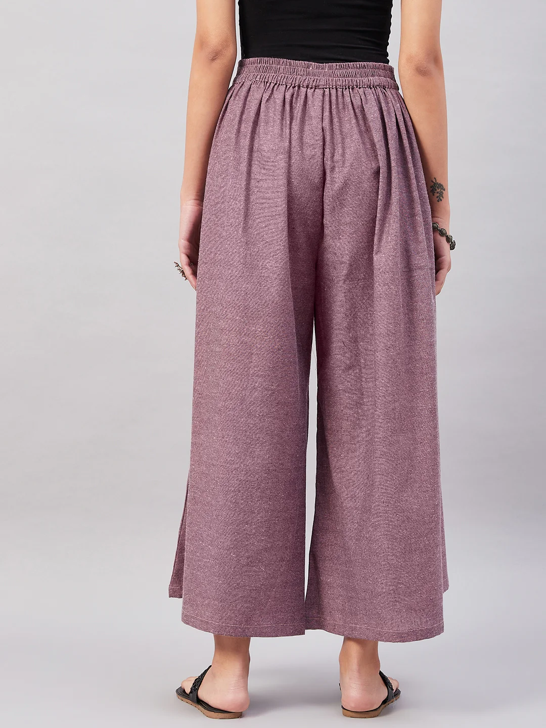 Purple Smart Casual Handloom Palazzo - Image 6