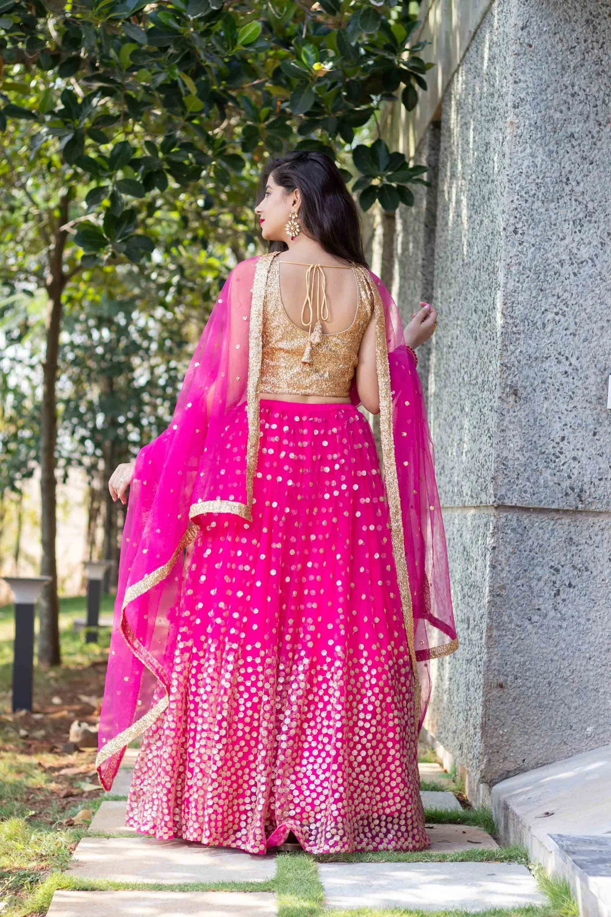 Sequin Rani Pink Lehenga - Image 4