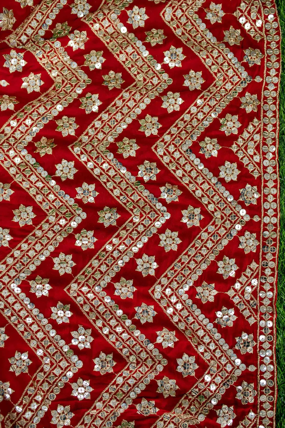 Red And Gold Lehenga Cape Sleeves - Image 7