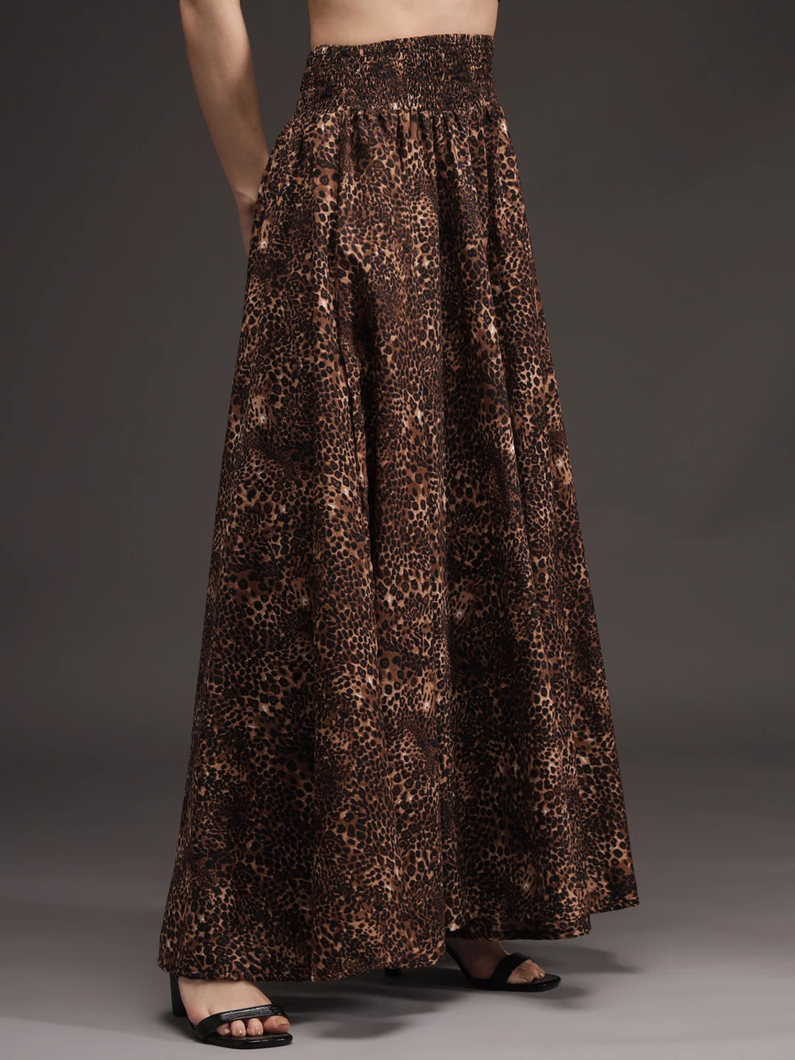 Women Flared Brown, Black Viscose Rayon Trousers - Image 5