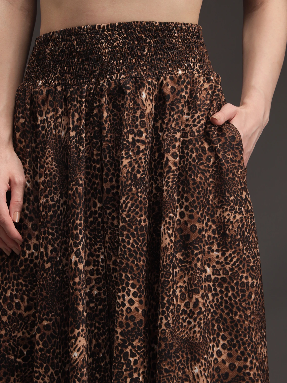 Women Flared Brown, Black Viscose Rayon Trousers - Image 2