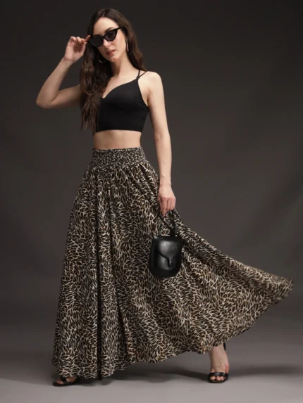 Women Flared Brown, Black, White Viscose Rayon Palazzos