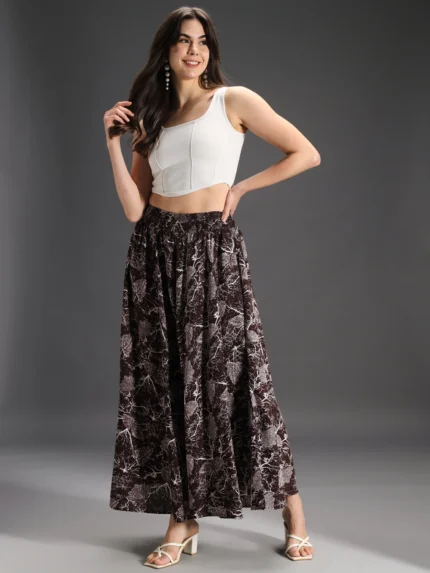 Women Flared Brown, Grey, White Viscose Rayon Palazzos