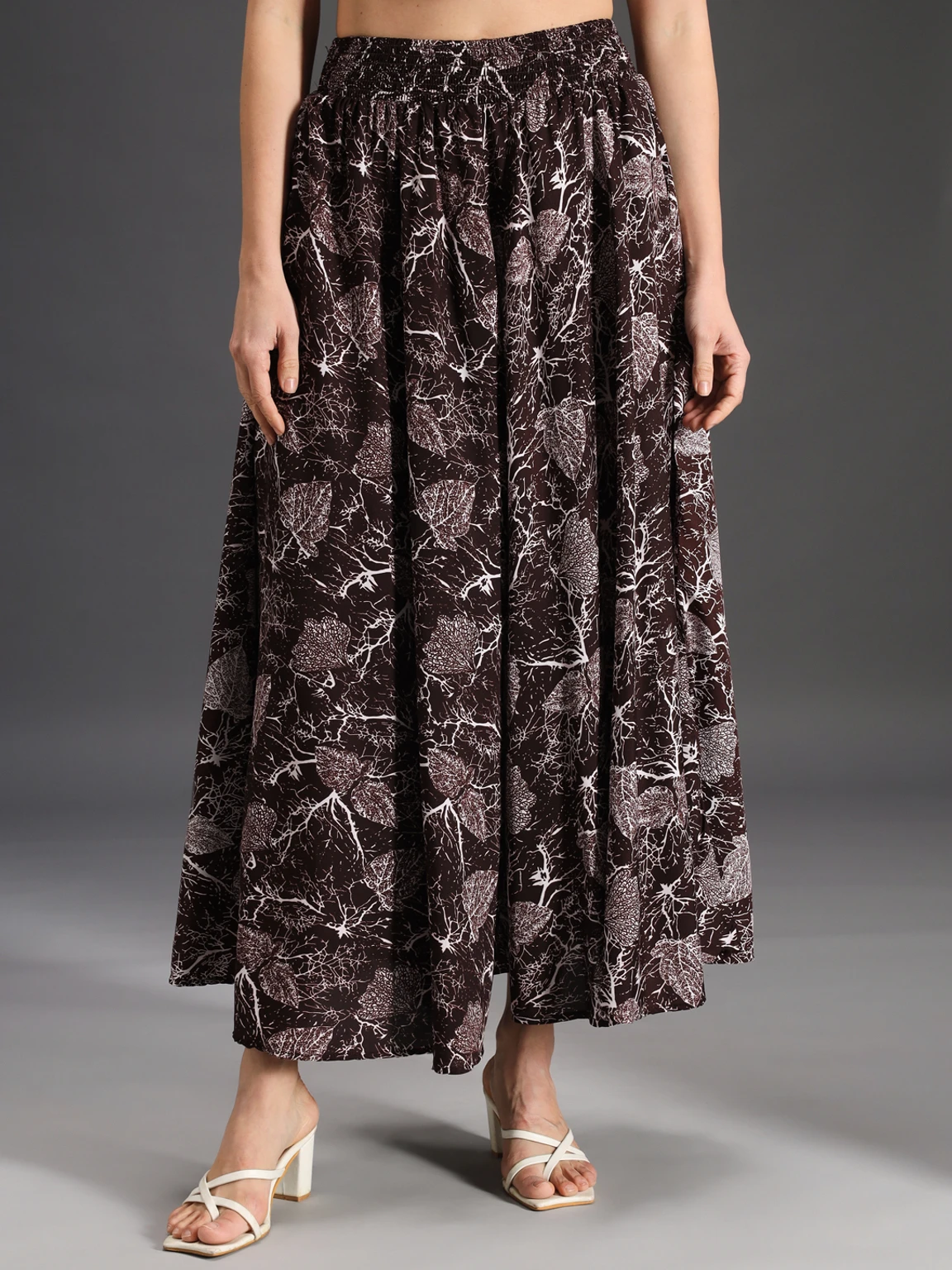 Women Flared Brown, Grey, White Viscose Rayon Palazzos - Image 5