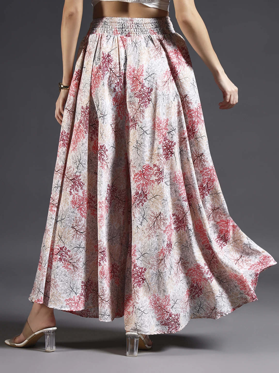 Women Flared Red, Brown, White Viscose Rayon Trousers - Image 3