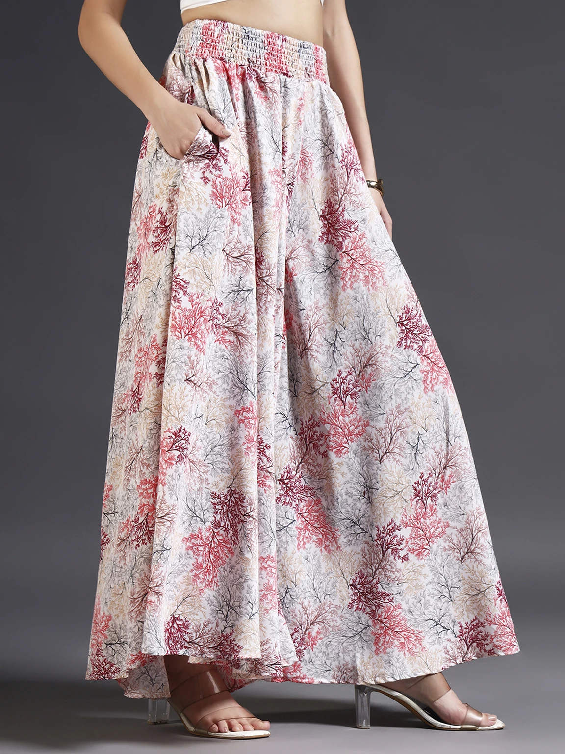 Women Flared Red, Brown, White Viscose Rayon Trousers - Image 4