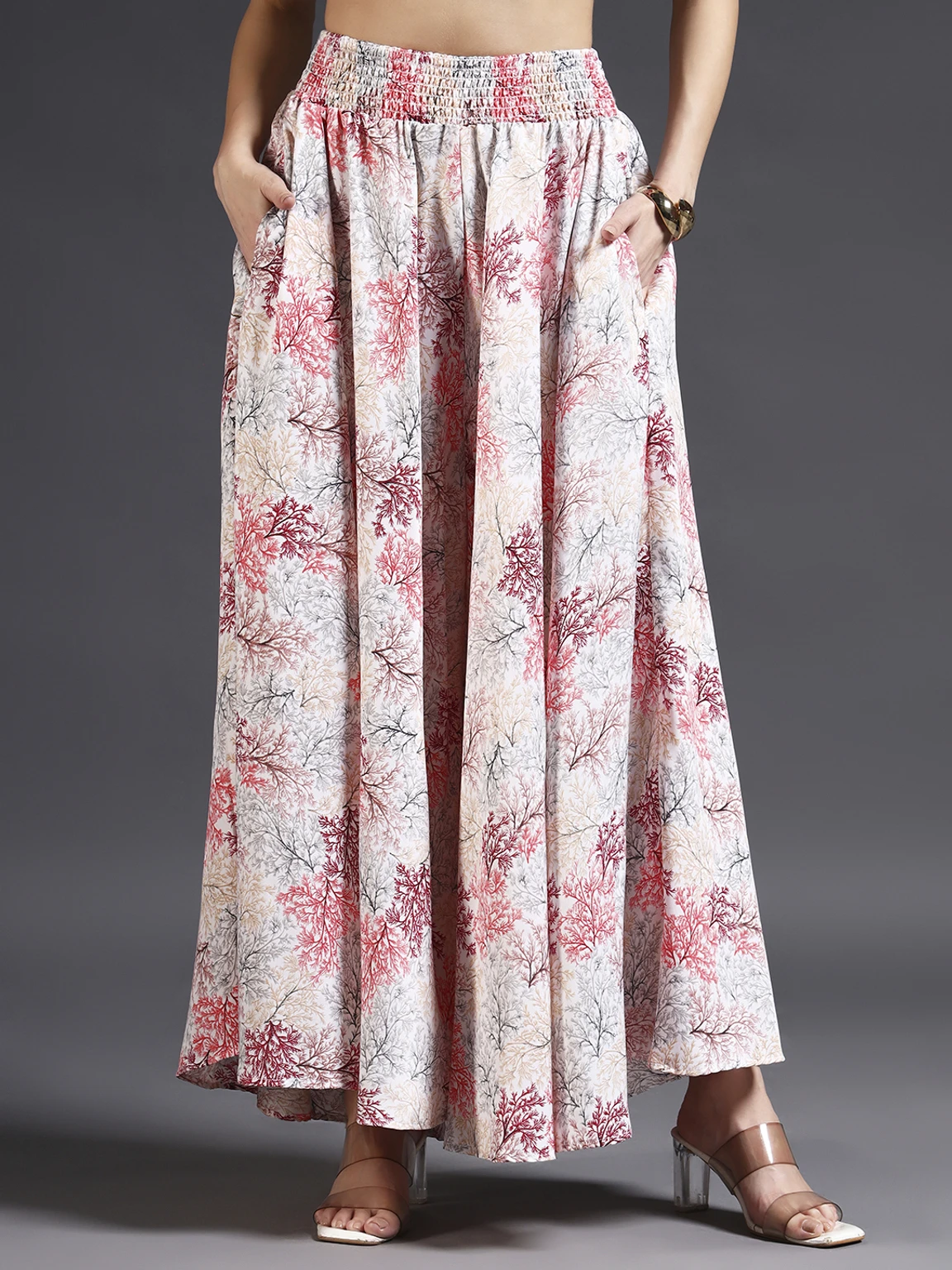 Women Flared Red, Brown, White Viscose Rayon Trousers - Image 5