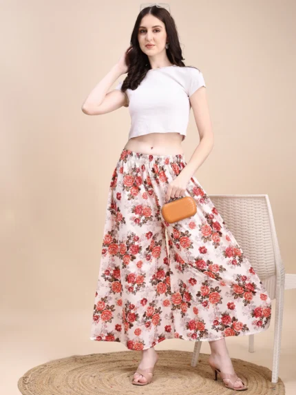 Women Flared Multicolor Viscose Rayon Palazzos