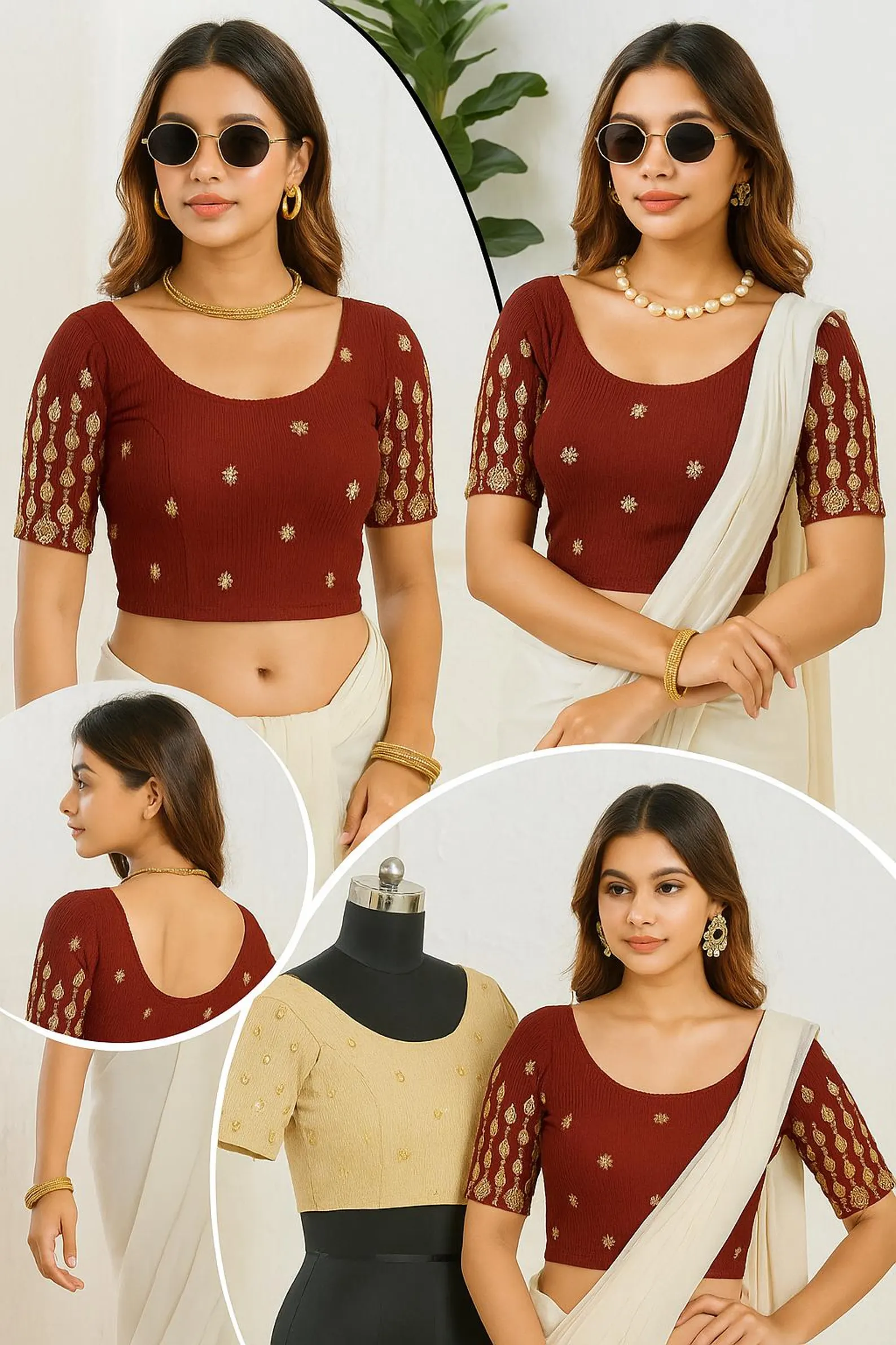 Stretchable Blouse – stretchy saree blouse crop top crop blouse choli | Ready-to-Wear - Image 2