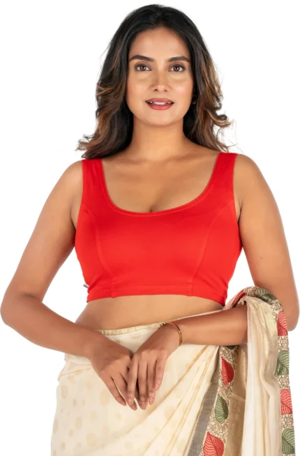 Red U-Neck Women Blouse