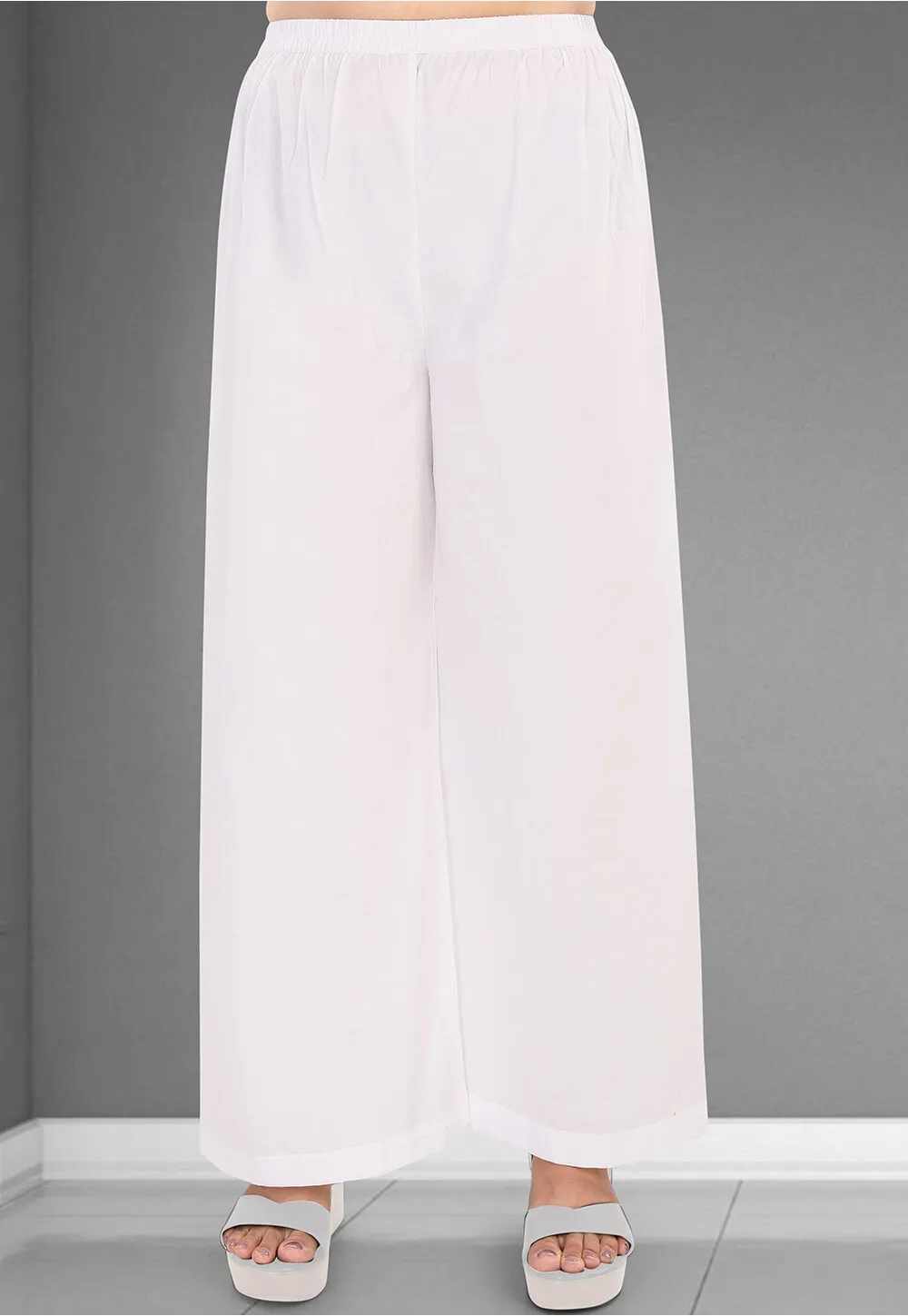 Solid color Mulmul Cotton Palazzo in off White