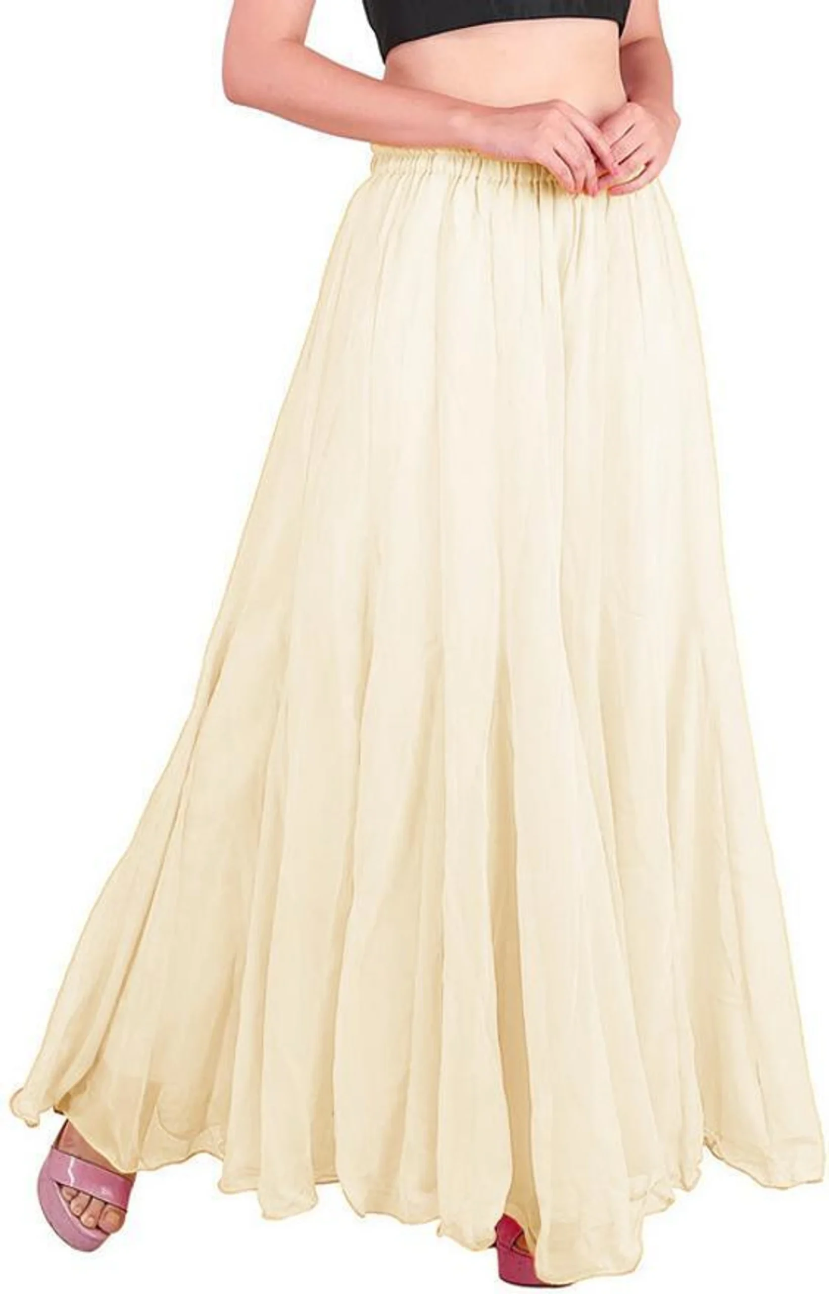 Women Flared Red Georgette Trousers - Image 3